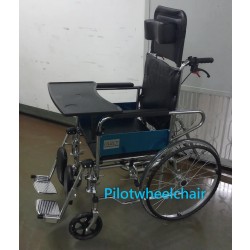 High back wheelchair with commode